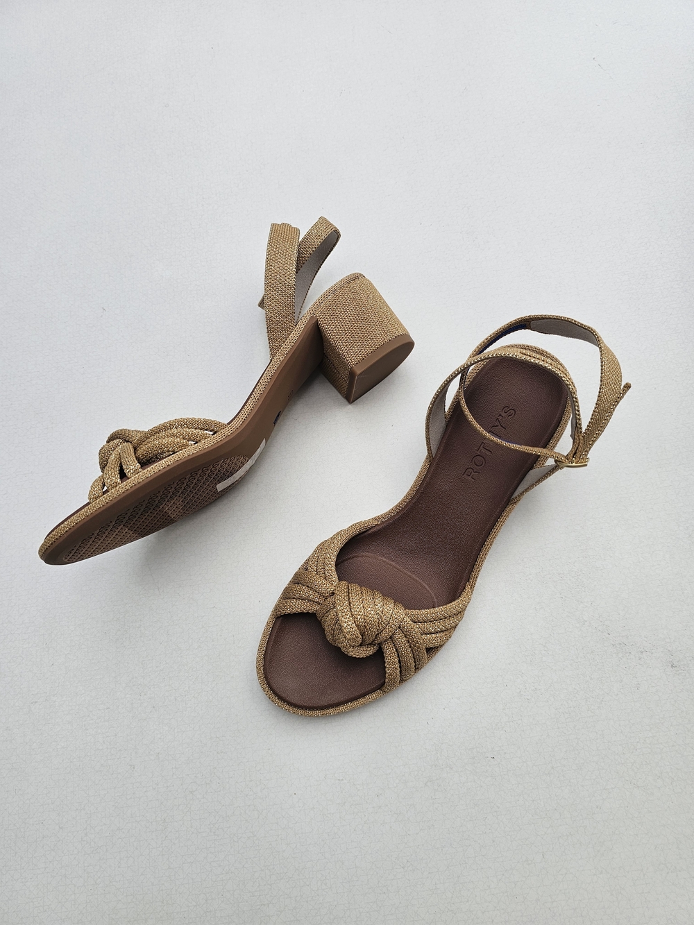 Rothy's Metallic Knot Ankle Strap Sandal